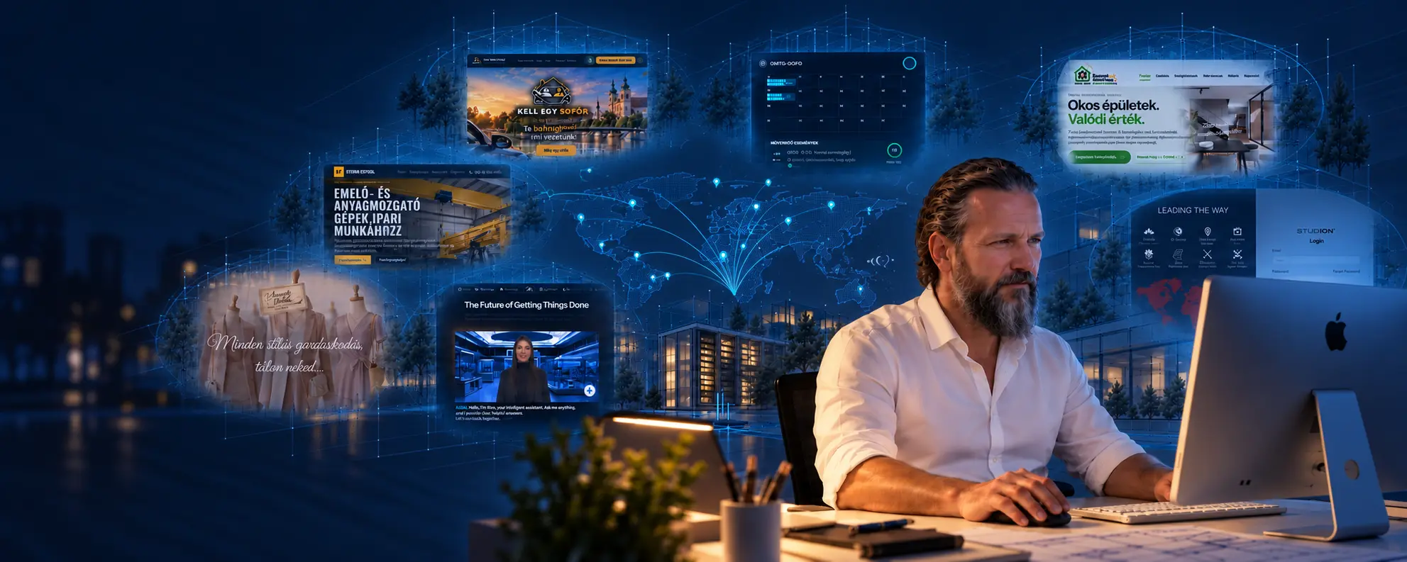 OMTG referencia projektek: foglalórendszerek, weboldalak és CRM rendszerek felhőben – éjszakai nézet